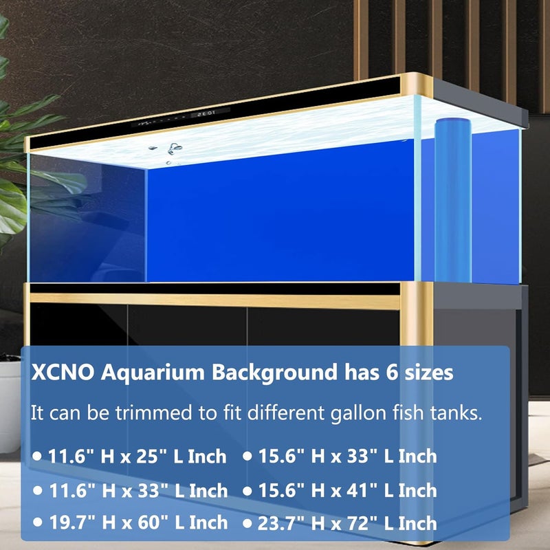 XCNO Blue Black Aquarium Background Poster Fish Tank Background Wallpaper Aquarium Backdrop Double-Sided Fish Tank Decorations Paper 24"x 72" - Image 3